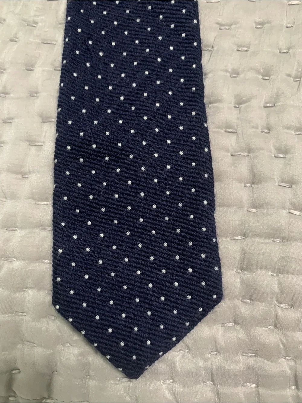 J. Crew Navy Tie with Small White Dot Pattern